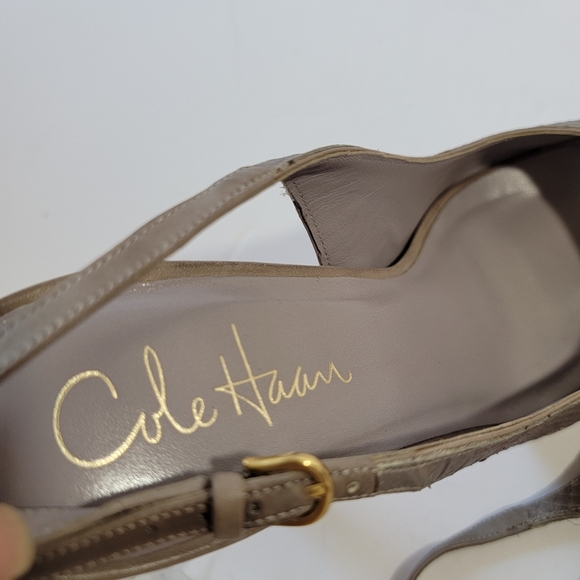 Cole Haan X Nike Air Gray Snakeskin Peep Toe Platform Slink Back Shoes Sz 8B - Picture 11 of 12